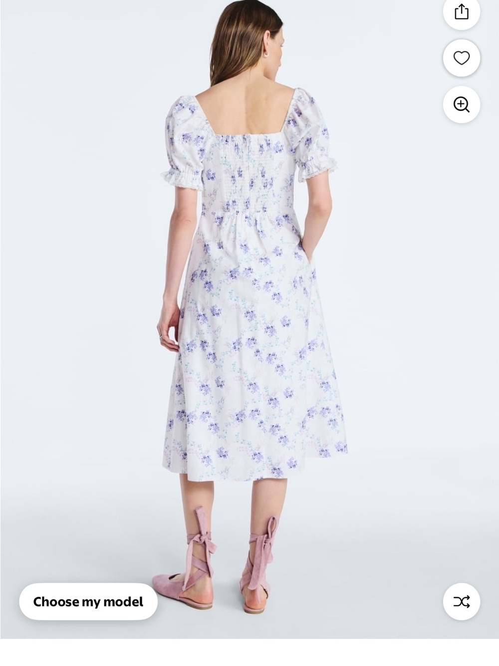 NWT Women’s Scoop White Floral Puff-Sleeve Midi lined linen lace trim Dress XL - Picture 3 of 10
